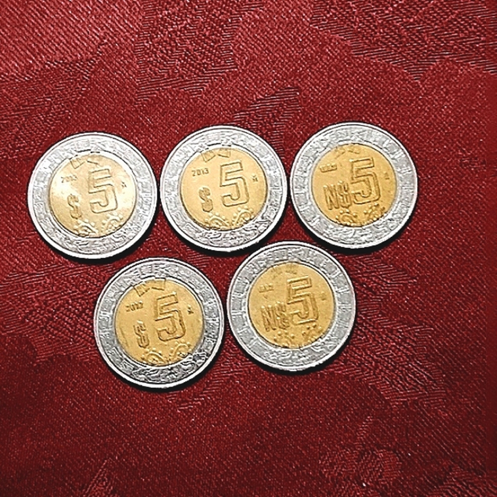 5 MEXICAN COINS.